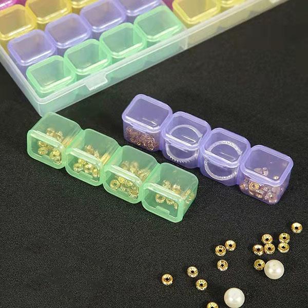3Pcs Nail Art Colorful Jewelry Storage Box Tool Box 56 Grid Detachable Box Independent Grid Transparent Small Jewelry Storage Box