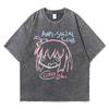 Anime Gotoh Hitori Vintage Washed T Shirt Harajuku Oversize Cotton Tshirts Men Tee Cotton Streetwear Unisex Top
