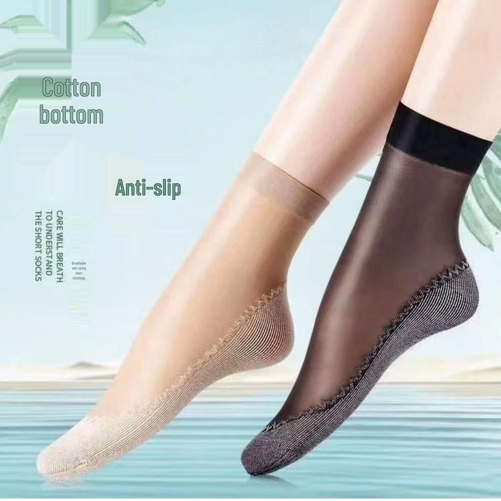 10 Pairs Women's Fishnet Short Socks with Cotton Sole - New Summer Style, Breathable, Sweat-Absorbent, Invisible.