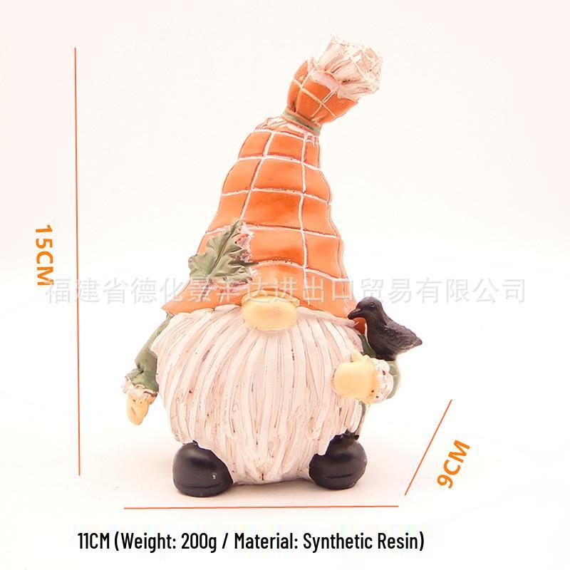 European-American Harvest Festival Resin Scarecrow & Gnome Ornaments for Thanksgiving