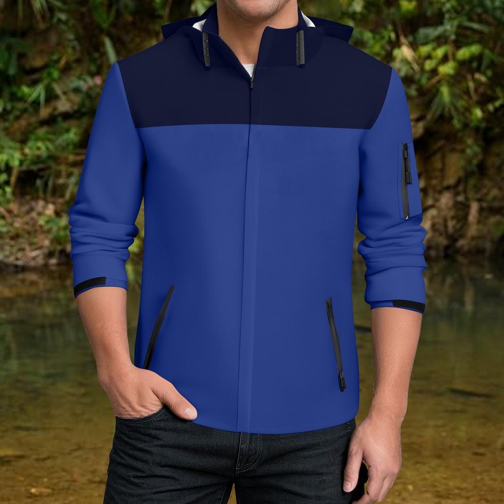 Rain Jacket Men Waterproof Windbreaker, Lightweight Hooded Raincoat For Daily Casual