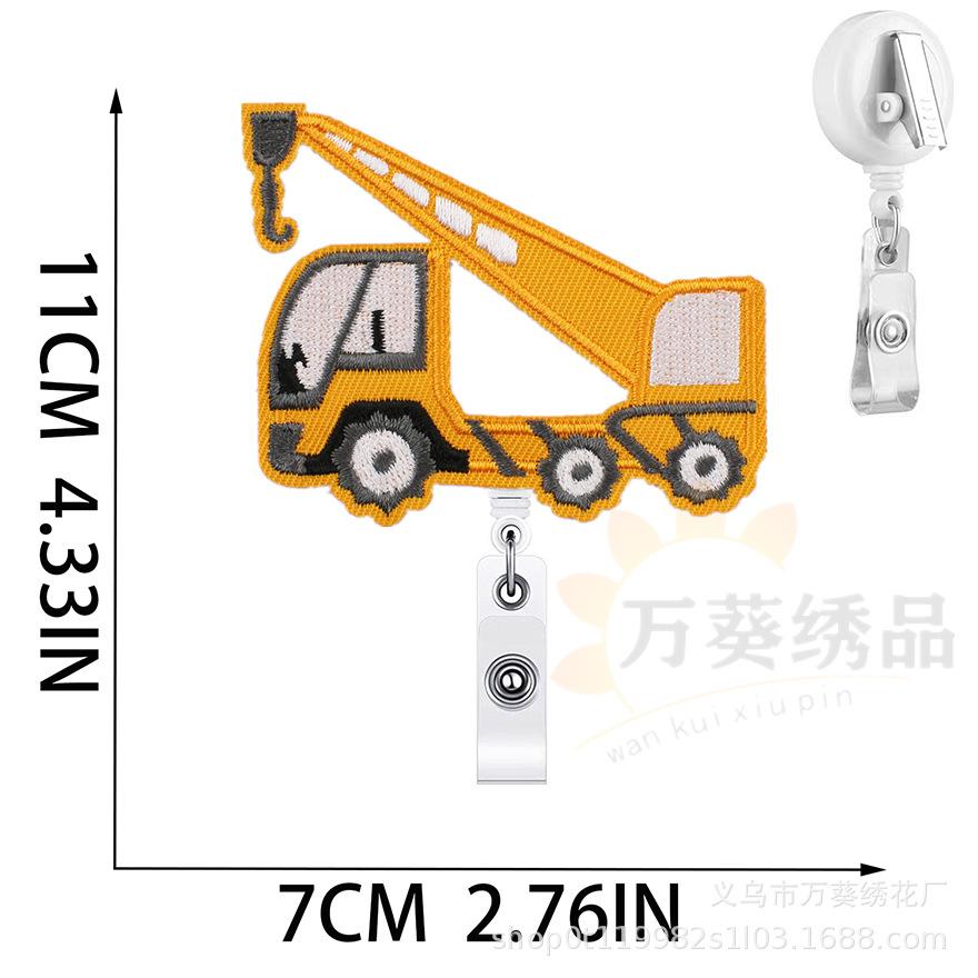 Car Easy-Pull Buckle Embroidery Cloth Sticker Cute Construction Vehicle Clothes Patch Sticker Crocodile Clip Truck Embroidery Chapter Boy