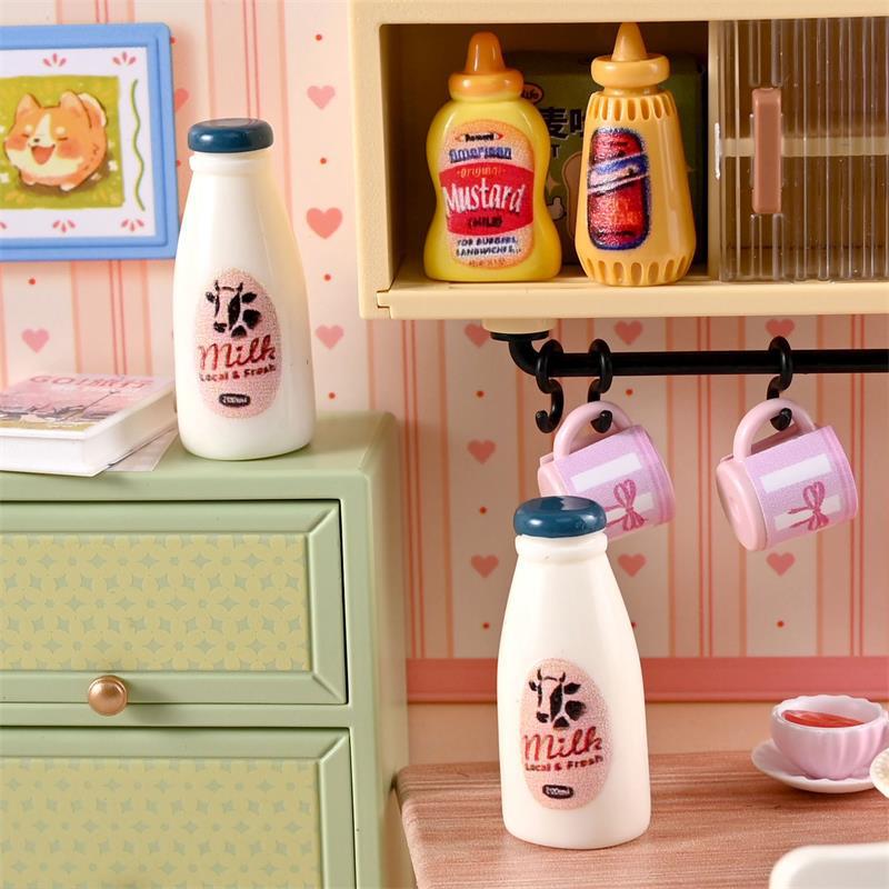 5/10 Stück Miniatur Lebensmittelmodell Spielzeug Milchflasche Getränke Puppenhauszubehör Kinderspielzeug Puppenhaus Küchenornamente Fotografie-Requisiten