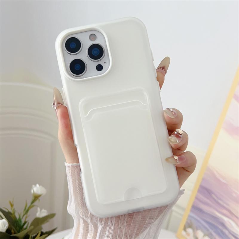 2in1 Card Holder Slot Wallet Po Pocket Case For iPhone 16E 16 15 14 Plus 13 12 11 Pro Max Matte TPU+PC Shockproof Clear Cover