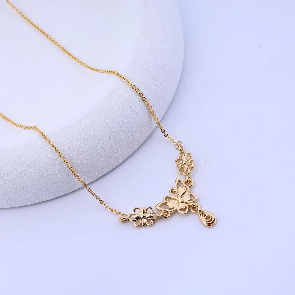 

Бабочка, бабочка, цветок, ожерелье с кисточкой, античное, в стиле ретро-корт, полый цветок, капля воды, цепочка для ключицы, 45