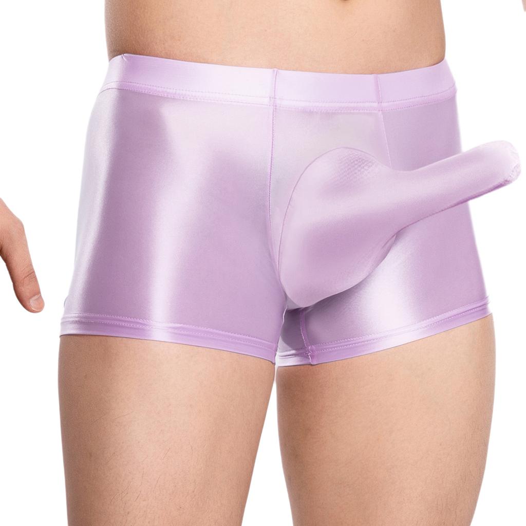 Herren Glänzende Atmungsaktive Unterwäsche Niedrige Leibhöhe Scheide Beutel Elastischer Bund Slips Bade-Schlaf-Shorts