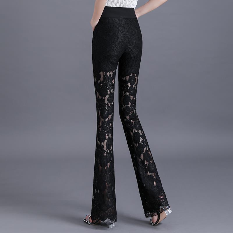 Women's High-Waisted Lace Wide-Leg Pants - Summer Bell Bottom Style