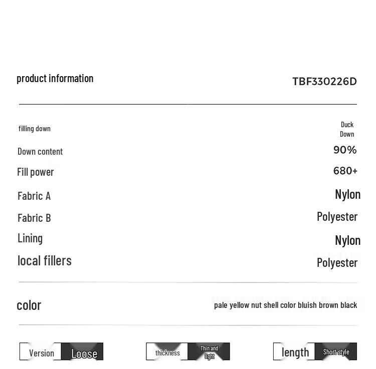 Tanboer Women's Lightweight Short Down Jacket with Lapel Collar TBF330226D