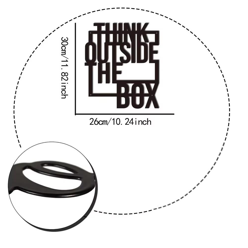 1pc "Think Outside the Box" Metal Wall Art Motivational Black Metal Wall Hanging Ideal for Office & Home Decor Stylish