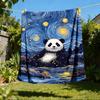 1pc Panda Night Sky Print Outdoor Blanket, Lightweight Polyester,