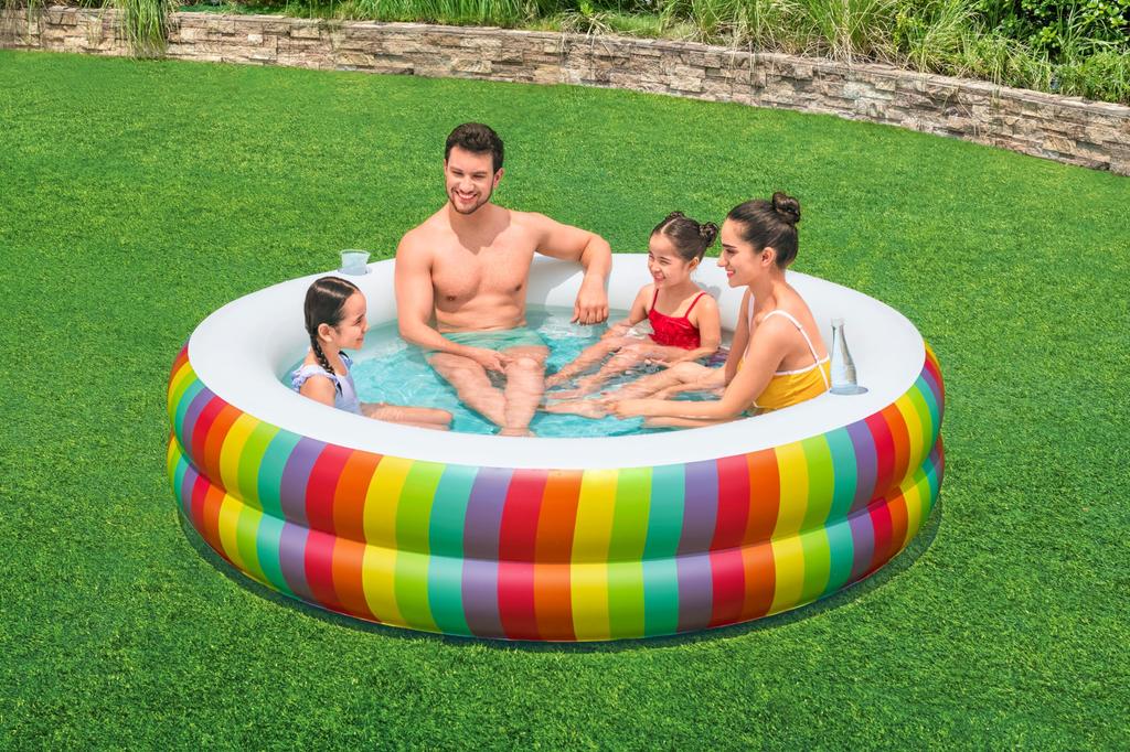 Bestway Rainbow Dreams Inflatable Family Pool, 2.06m X 2.06m X 51cm, Product Code: 54443