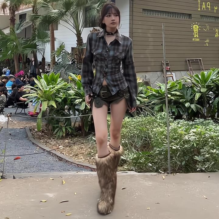 Langärmelige Bluse Halter Karohemd