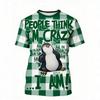Fashion Men's T-shirt Penguin Grid 3D Print Men's Short Sleeves T-Shirt Loose Casual Summer Outdoor Street Men's and Women's Tees Tops