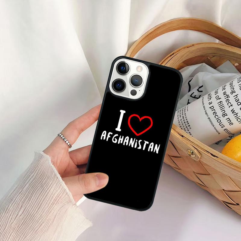 I Love Afghanistan flag Phone Case For iPhone 17 Air 16 15 14 11 12 13 Pro  MAX Plus coque Cover Shell