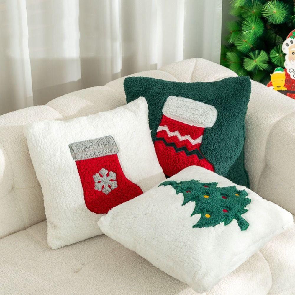 Soft Christmas Pillowcase Plush Cushion Cover Warm Throw Pillowcover  Living Room/Office
