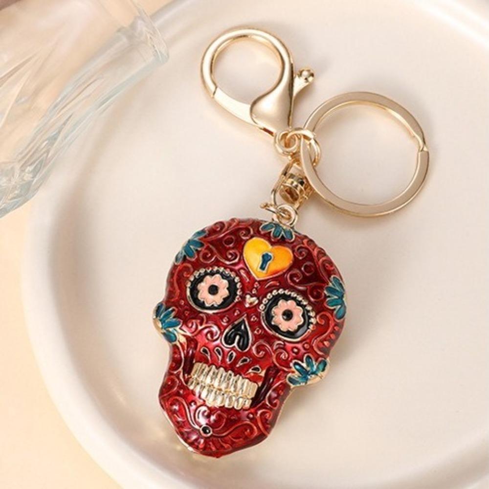 Goth Style Skeleton Keyring with Buckle Skull Key Chain Pedant Skull Keychains  Halloween Gifts