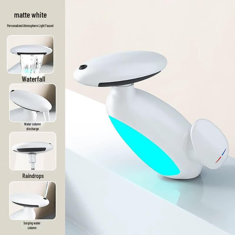 Taijufu A2 Matte White Single Cold Pull-Out Bathroom Basin Faucet