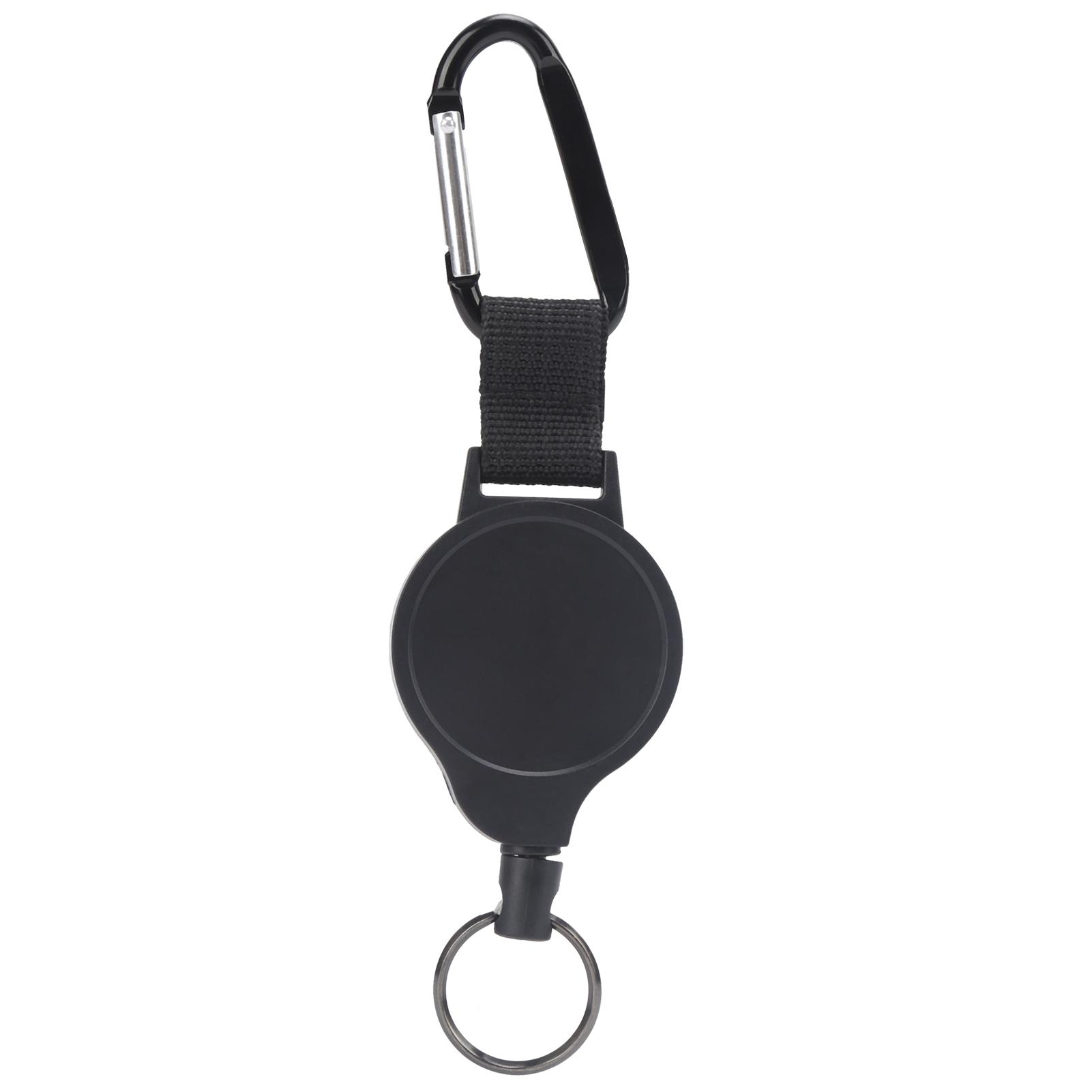 Side Pull Wire Rope AntiLoss High Elastic Ribbon Telescopic Buckle Stainless Steel Keychain