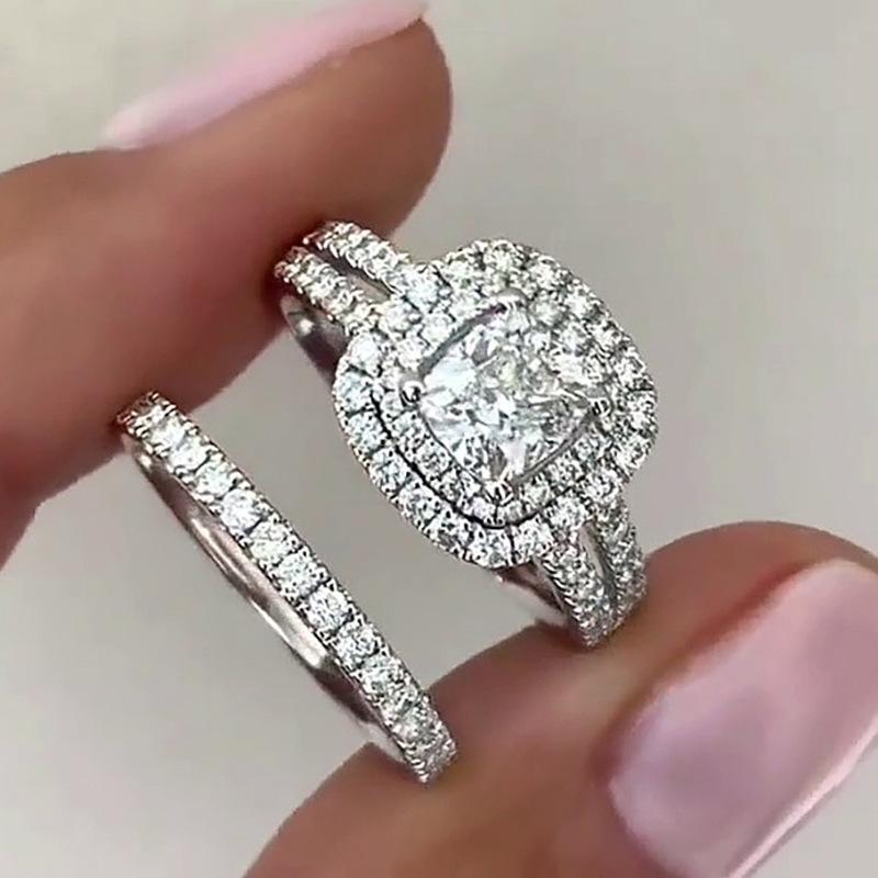 Luxury AAAAA-grade Cubic Zirconia Ring Set, Party Wedding Rings, Women’s Bridal Commitment and Engagement Jewellery