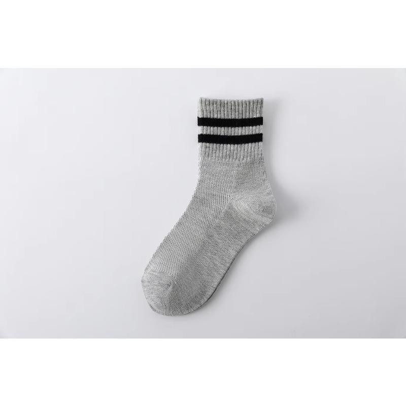 1Pair Children's Socks Spring Summer Thin Mesh Breathable Boys Girls Middle Tube Cotton Socks Black White Grey Student Sports Socks
