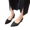 Pointed Thick Heel Single Shoes Women's New Soft Sole Not Tired Middle Heel Light Mouth Black Work Shoes Commuter Women's Shoes