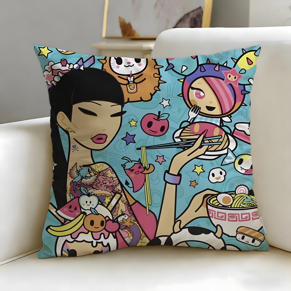 Popular Fashion Brand Tokidoki Cushion Cover Soft  EasyWash Pillow Case  Versatile for Couch Bed Travel and Office