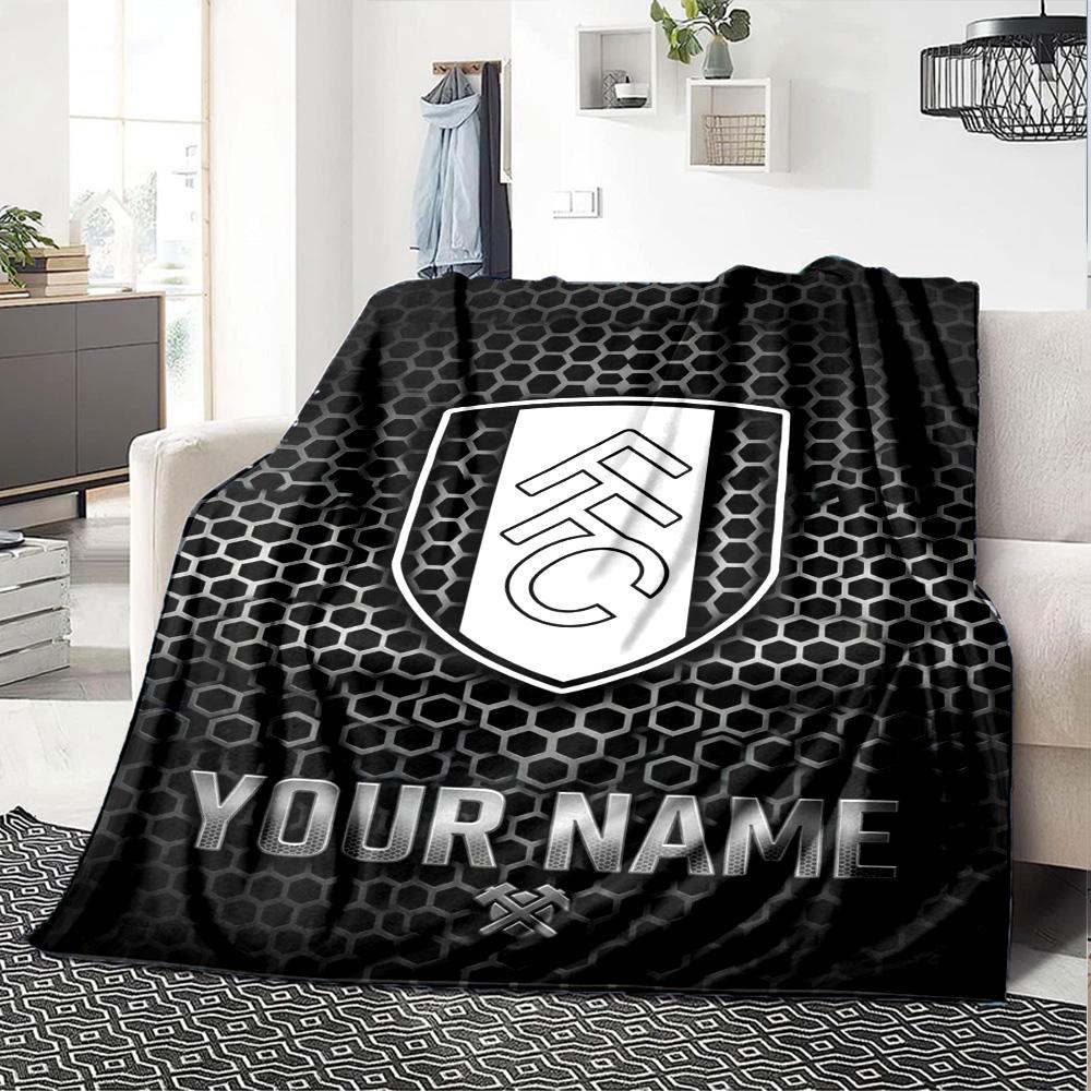 Name Custom Fulham FC Logo Print Flannel Blanket High Quality Warm Comfortable Cover for All Seasons Perfect for Gifts Home Decor