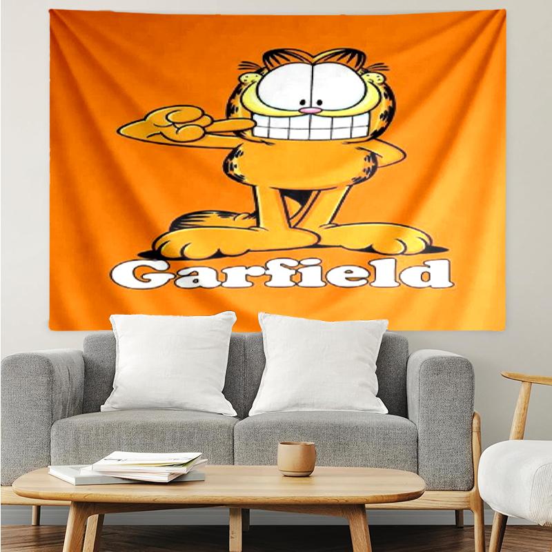 Garfield Print Tapestry, Backdrop, Easy Setup, Ideal for Bedroom, Office & Living Room, with Aesthetic Wall Hanging Decor.