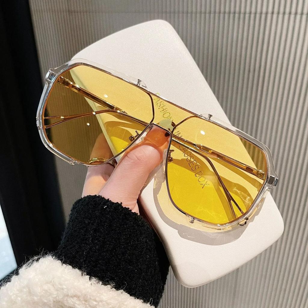 Women One-Piece Fashion Sunglasses  New Unique Oversized Sun Glasses for Men Punk Glasses Trending Female Eyewear UV400