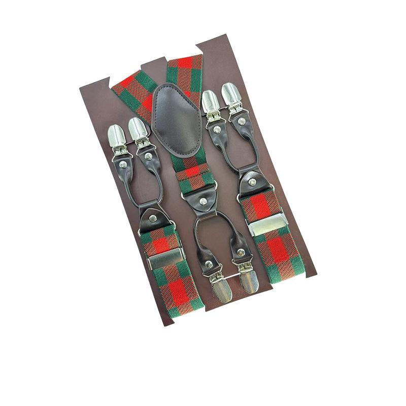 6 Clips Men'S Suspender Belt, Strap Thickened Elastic Belt, High-Quality Hardware Accessories