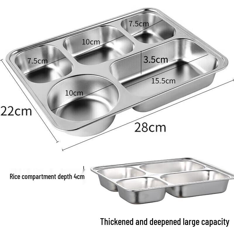 Debo 304 Stainless Steel 5-Compartment Lunch Plate