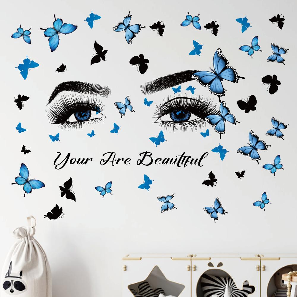 DIY Butterfly Wall Art Decals Waterproof Self-Adhesive PVC Stickers for Lash Beauty Salon Shop Wall Decor