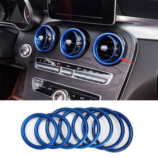 For 2016- Mercedes-Benz GLC Aluminum Blue Console Air Outlet Vent Ring Decor