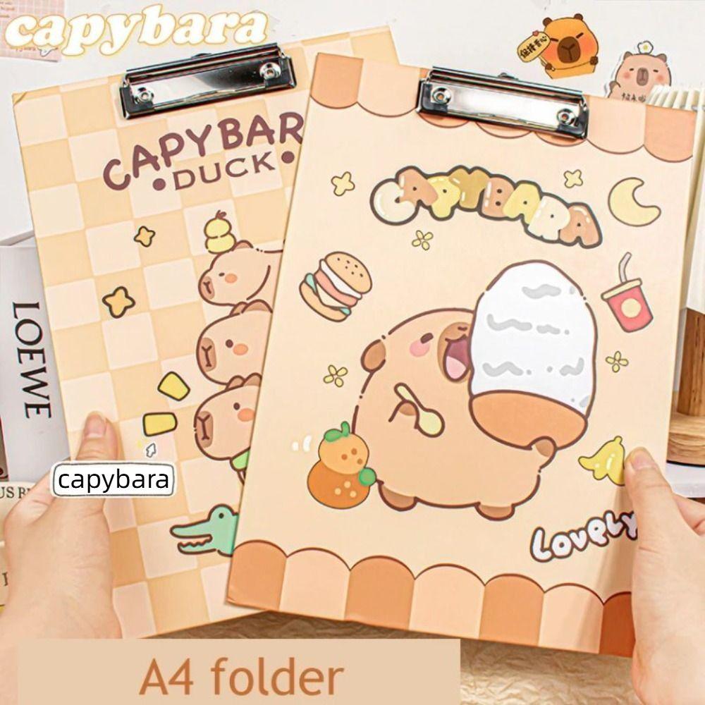Aesthetic A4 Board Clip Folder File Storage Writing Clipboard Capybara File Folder  File Organizer