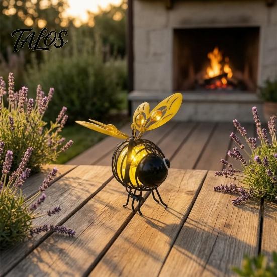 Automatic Dusk To Dawn Lights 2Pcs Solar Hanging Bee Lanterns, Waterproof Decorative Garden Lights, Cute Metal Yard Ornaments Insect Night for