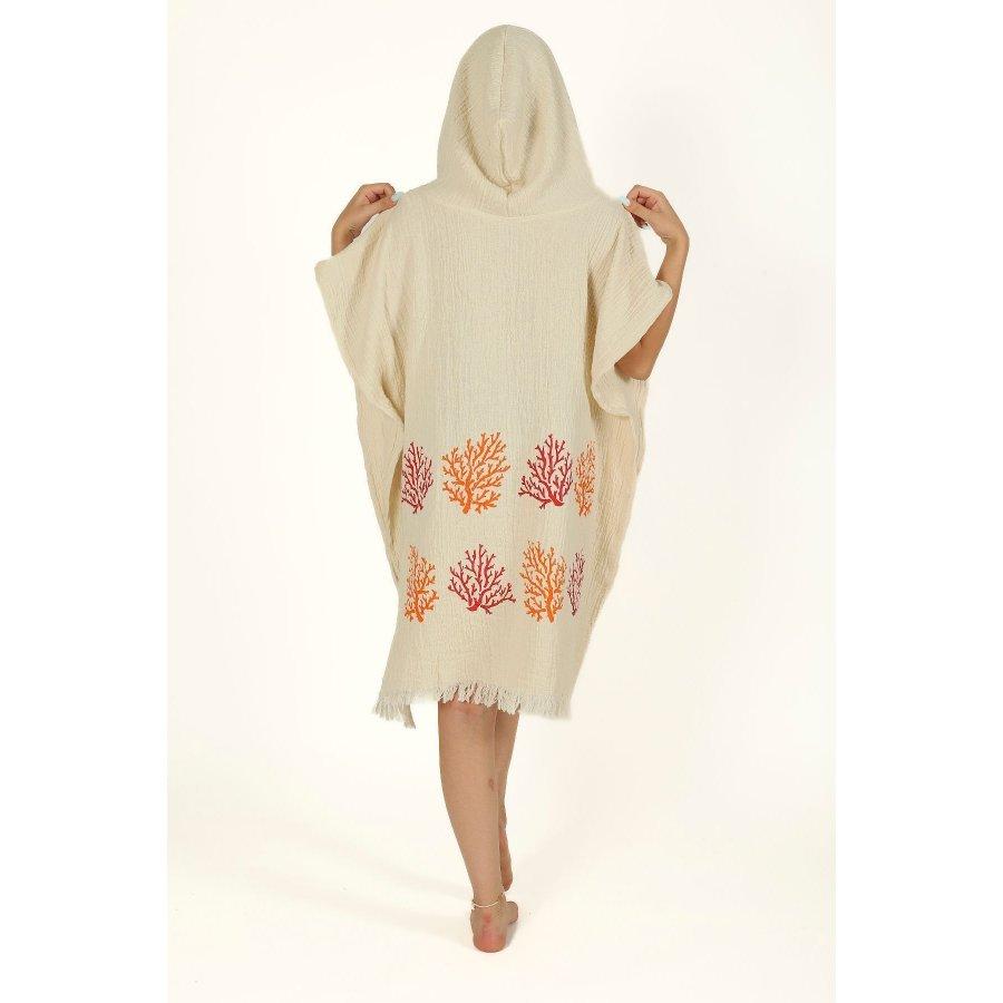 Women Hooded Wrap Cotton Muslin Fabric Beach Wear Or Casual Wear/Cover-Ups Multipurpose Poncho