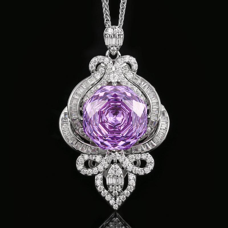 

Jewelry Copper Bottom Gold-Plated Simulation Red Corundum Compound Light Luxury Pendant Main Stone 16Mm