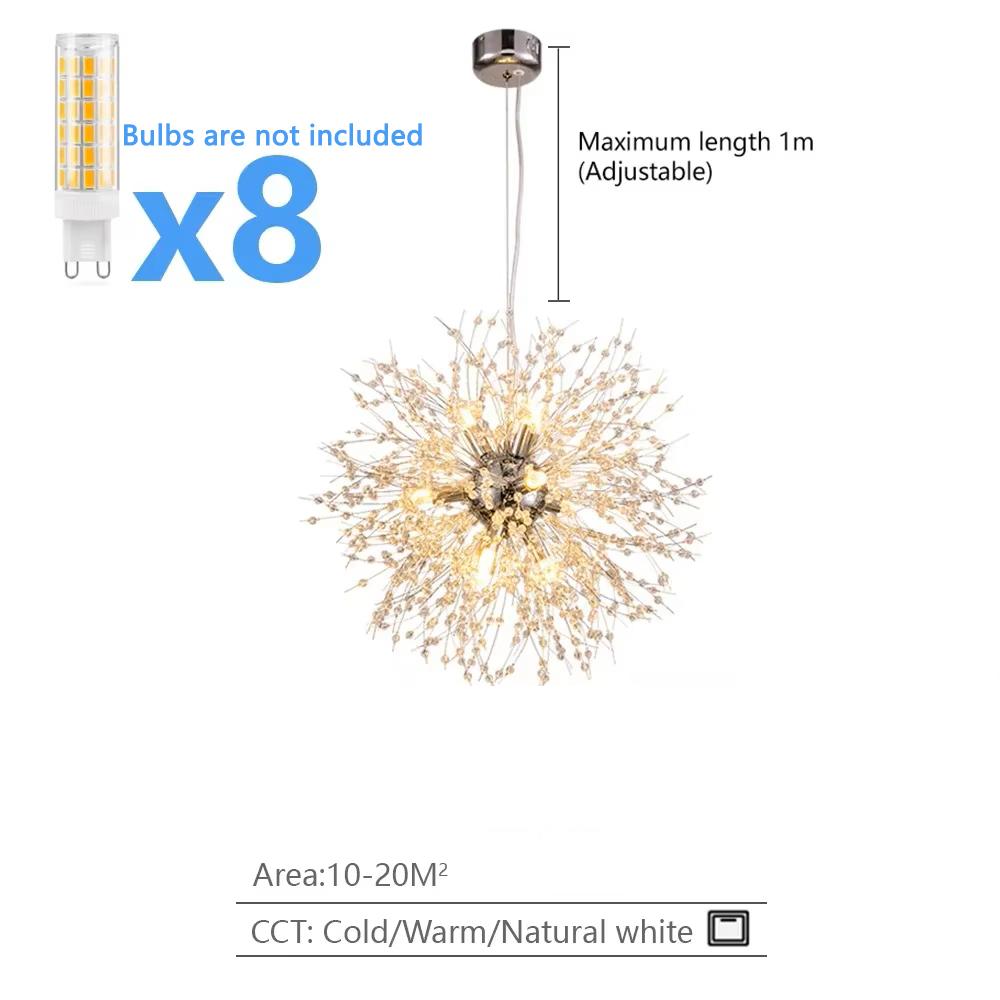 Modern Dandelion LED Chandelier Lighting Pendant Lamp For Living Room Dining Room Bedroom Home Decoration Art Crystal Lamps