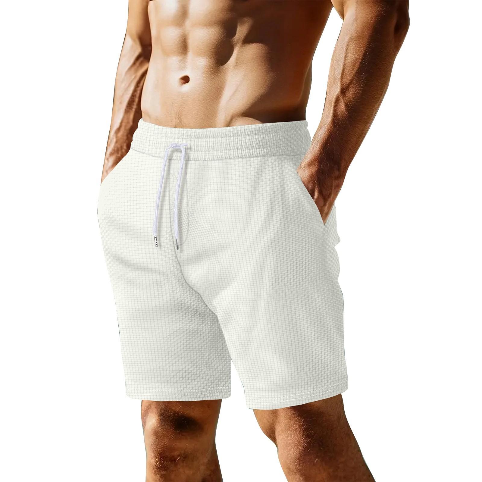 

Мужские летние однотонные повседневные спортивные быстросохнущие дышащие шорты L белый