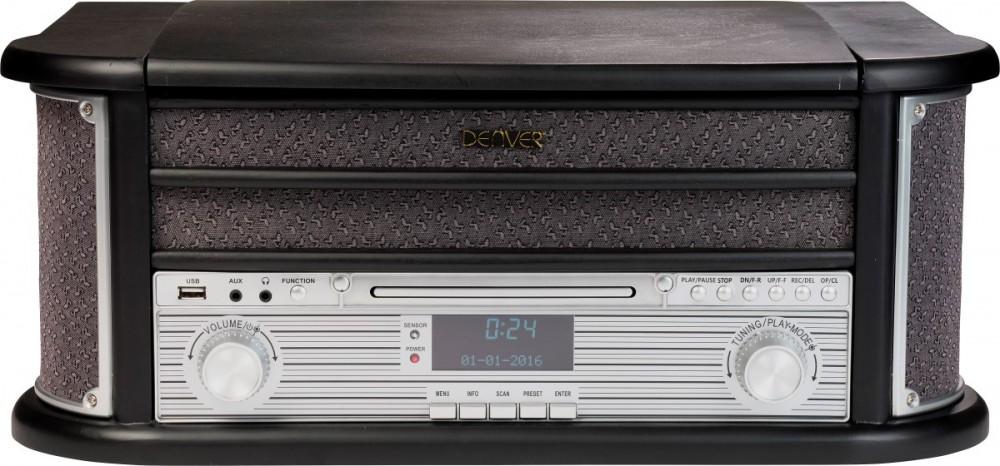 Gramofon Denver MRD-51 Retro, CD, USB, Kassette, Radio FM und DAB, schwarz, Denver