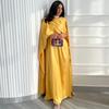 Satin Moderne Mode Abaya: MQ108 Langes Bescheidenes Kleid mit Überweiten Ärmeln