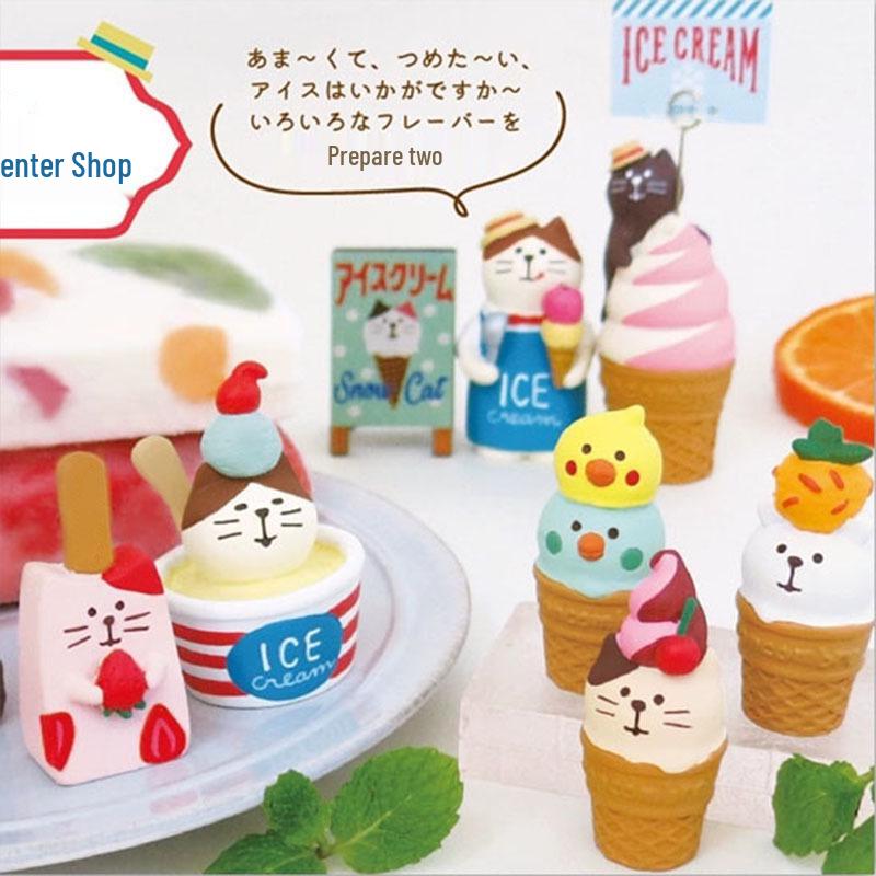 Creative Japanese Cat Ice Cream Resin Desk Ornament