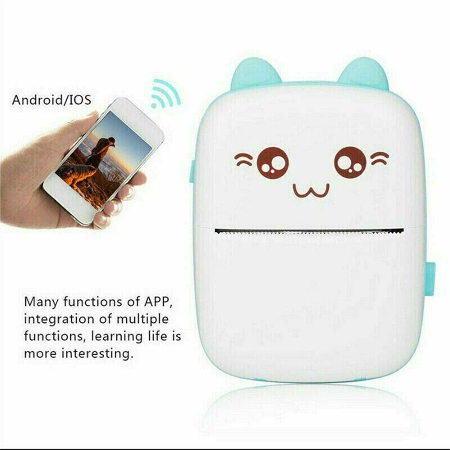 Portable Mini Thermal Printer Photo Pocket Photo Printer Phone Wireless Printing With  1Roll Paper