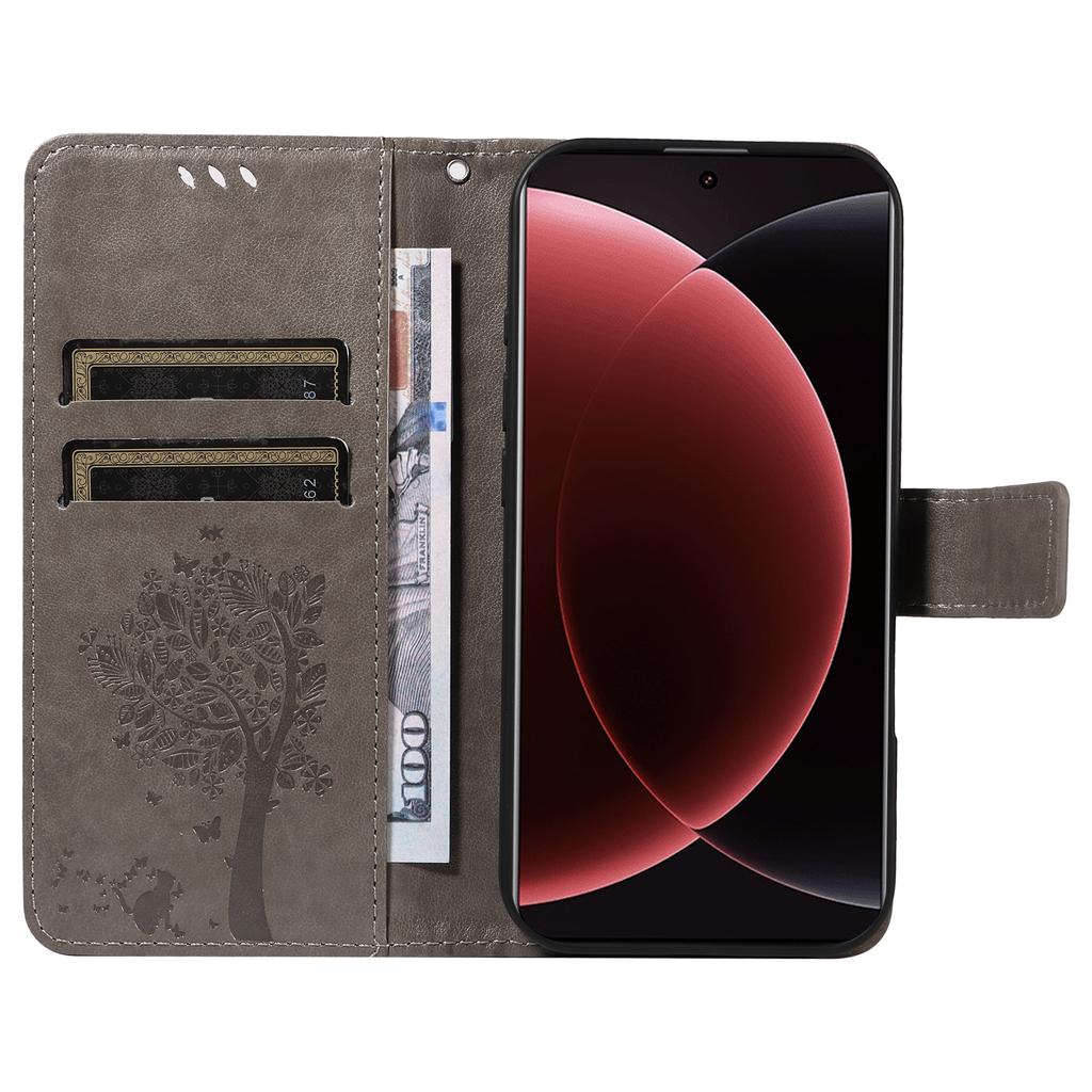 For Xiaomi 15 Ultra Phone Case with Stand Cat Tree Pattern Leather Wallet Mobile Cover