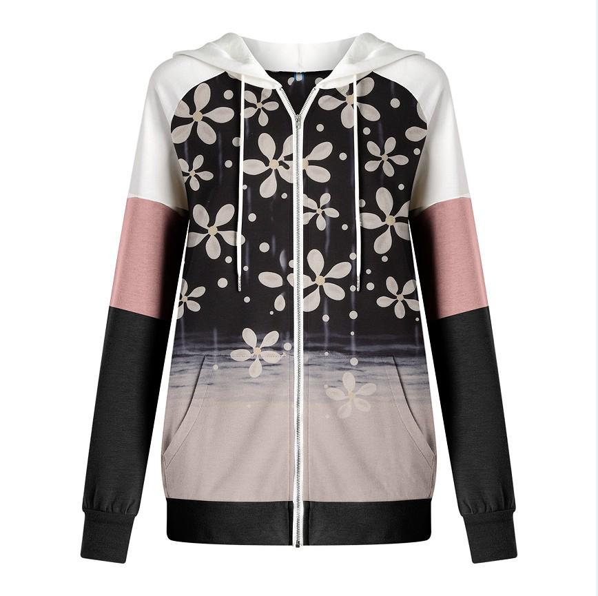 Dámská mikina s kapucí na zip s evropským a americkým podzimním/zimním potiskem