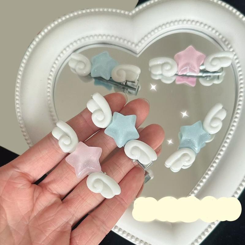 Sweet Duckbill Star Wing Shape Hair Pin Teen Adult Jelly Style Side Hair Clip