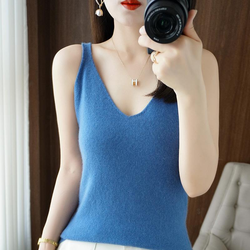 VEZFAA Chemisiers et chemises décontractés pour femmes, mode été printemps, couleur unie, imprimé, sans manches, col en v