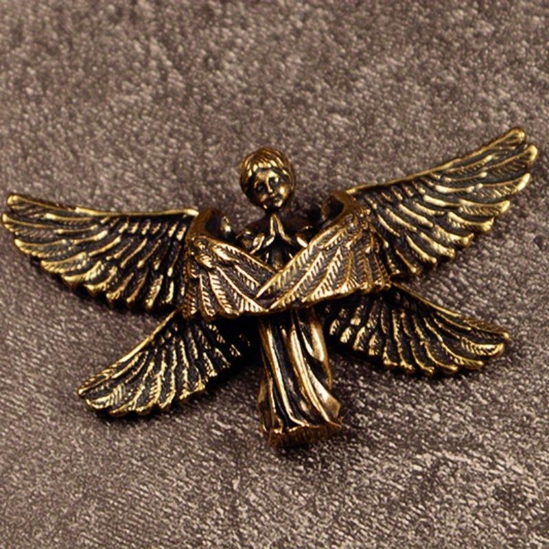 Copper Six Winged Angel God Love Cupid Statue Small Ornaments Brass Angel Figurines Desktop Decorations Home Decors Accessories