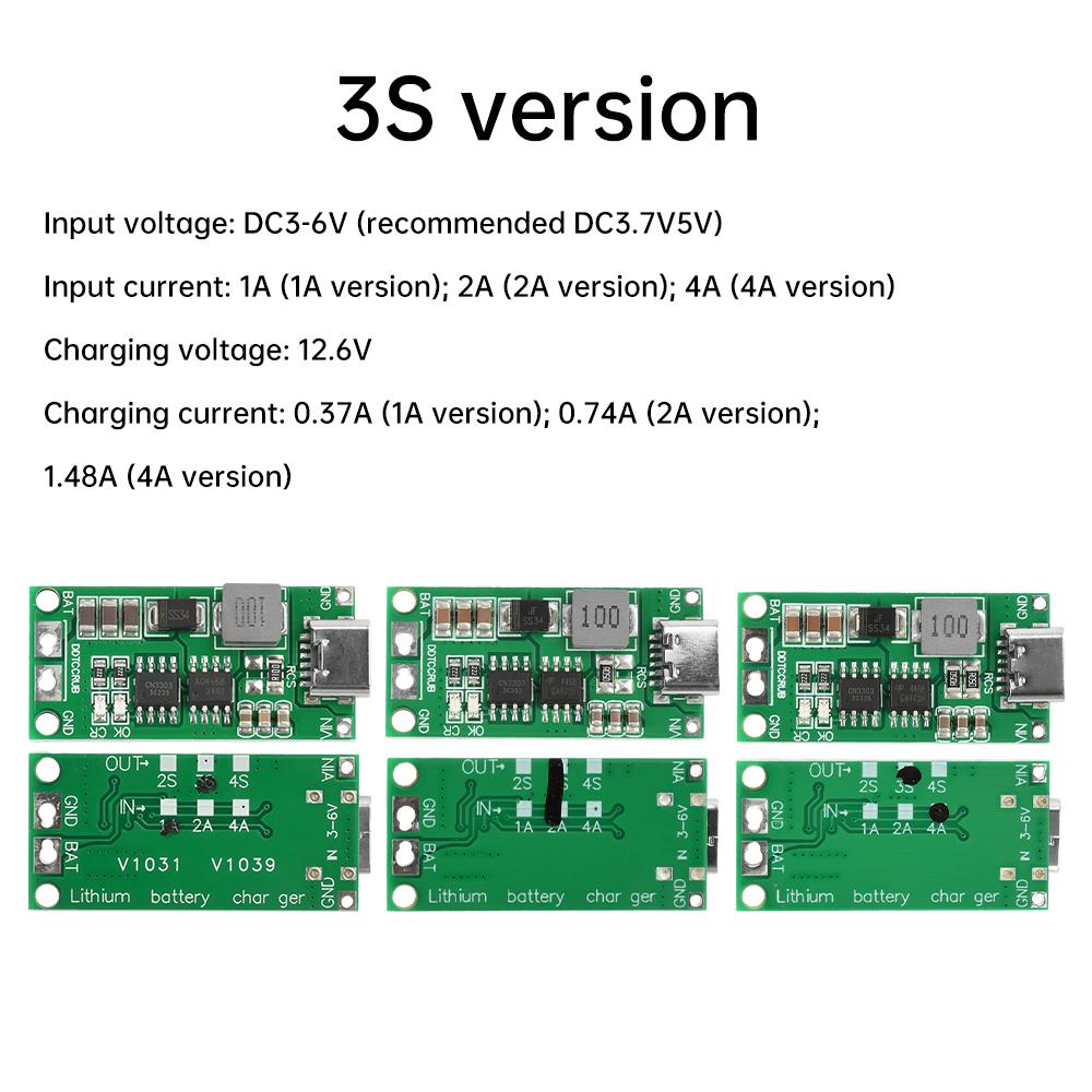 1-10PCS Type C BMS 2S 3S 4S 1A 2A 4A 18650 Lithium Battery Charger Board USB C Step-up Boost Module For Li-Po Polymer Power Bank