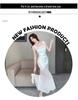 Women's White Satin Fishtail Summer Dress with Collar